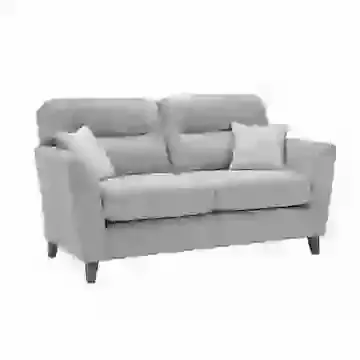 Grey Fabric High Back 2 Seater Sofa with Dark Feet